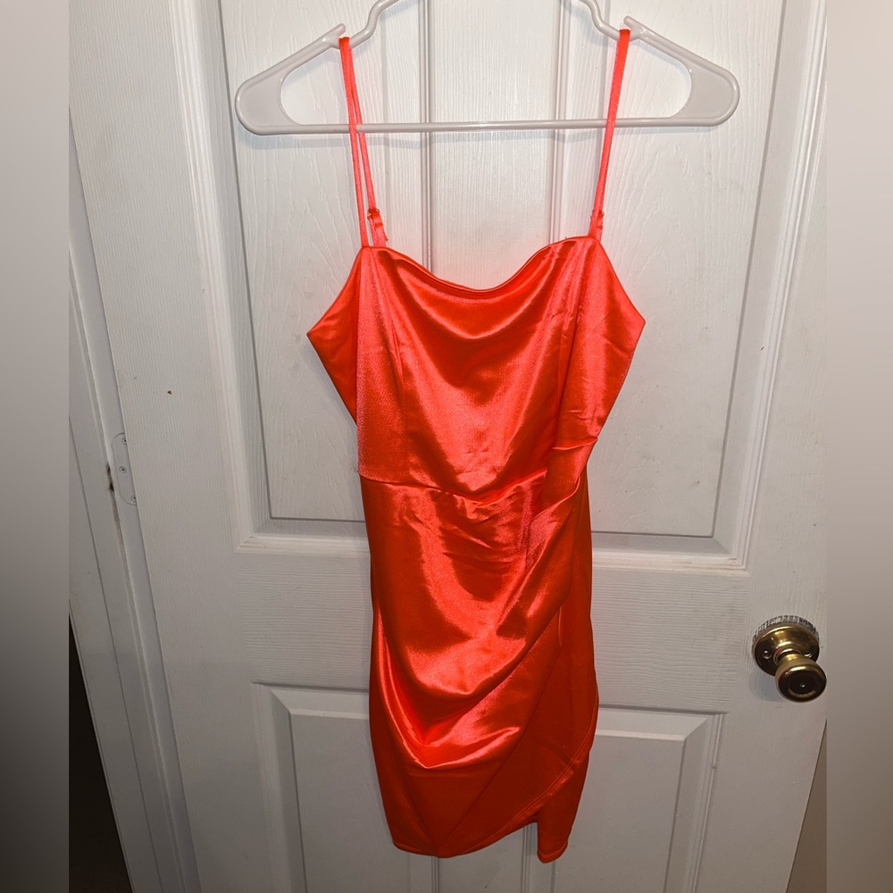 Women’s orange satin dress